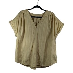 Gap Light Yellow V-Neck Cotton Top Size XL